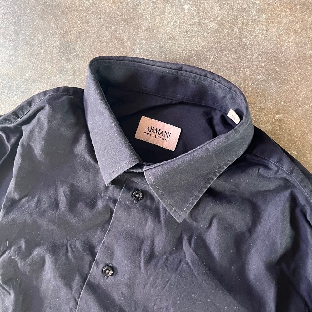 Armani Collezioni blank black casual longsleeve button down shirt men size 41/16